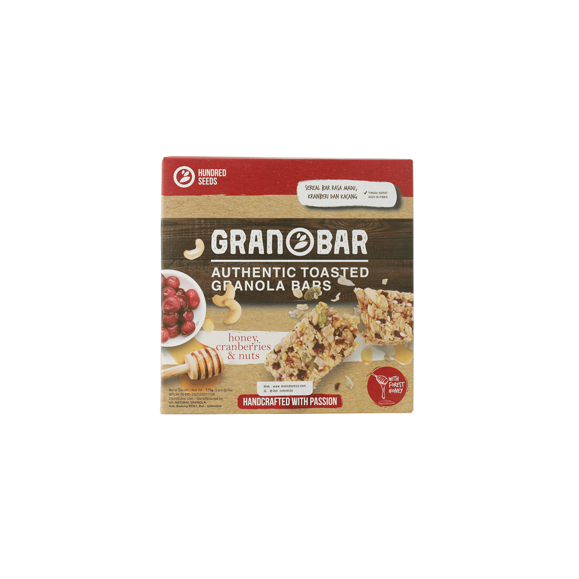 Granobar Honey, Cranberries & Nuts 175g Inter Buana Mandiri